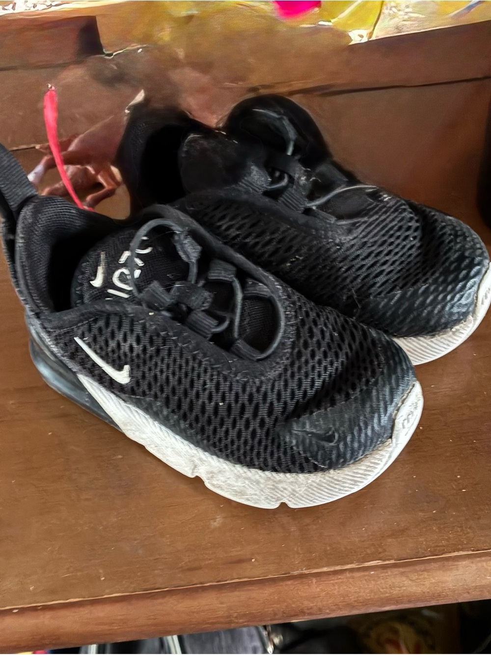 Nike Kids Black Mesh Sneakers with White Sole